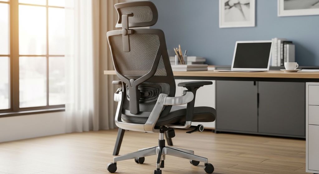 Ergonomic office chair with adjustable lumbar support and proper backrest for reducing lower back pain at work