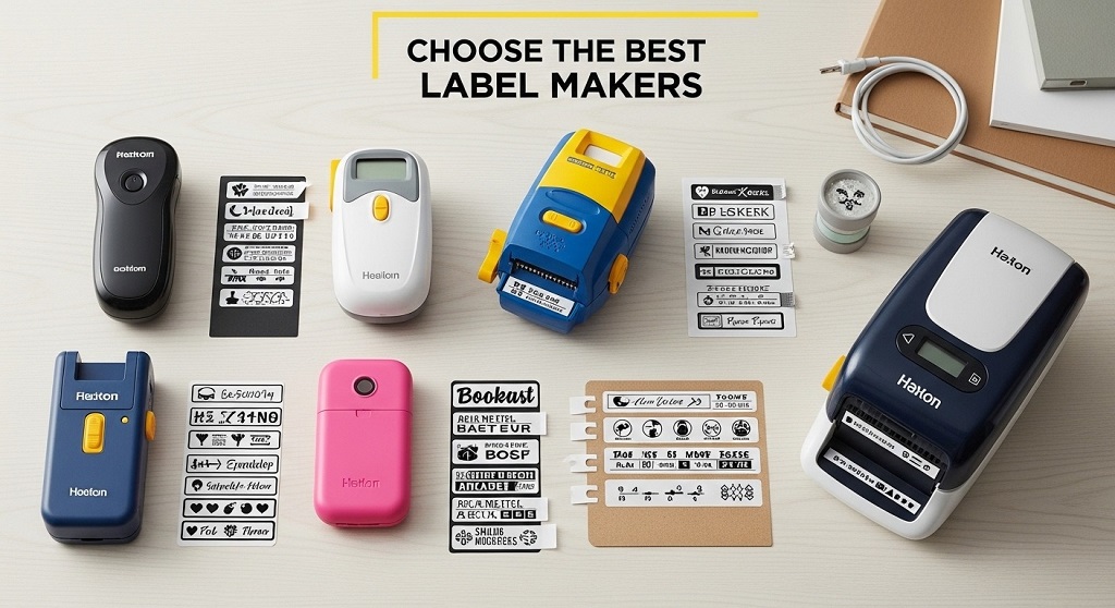 Handheld label maker used for home organization storage