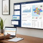 Real estate investor analyzing predictive analytics dashboard to plan ROI growth strategy