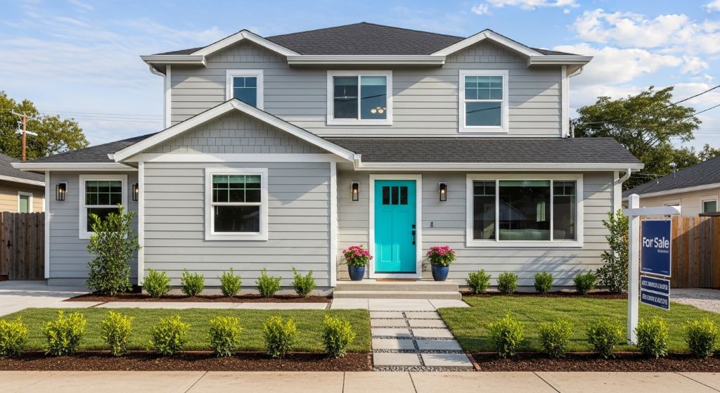 Renovated house exterior ready for sale as part of a property flipping business