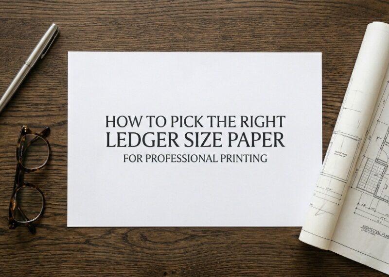 Bright white 11x17 copy paper stacked for professional office printing