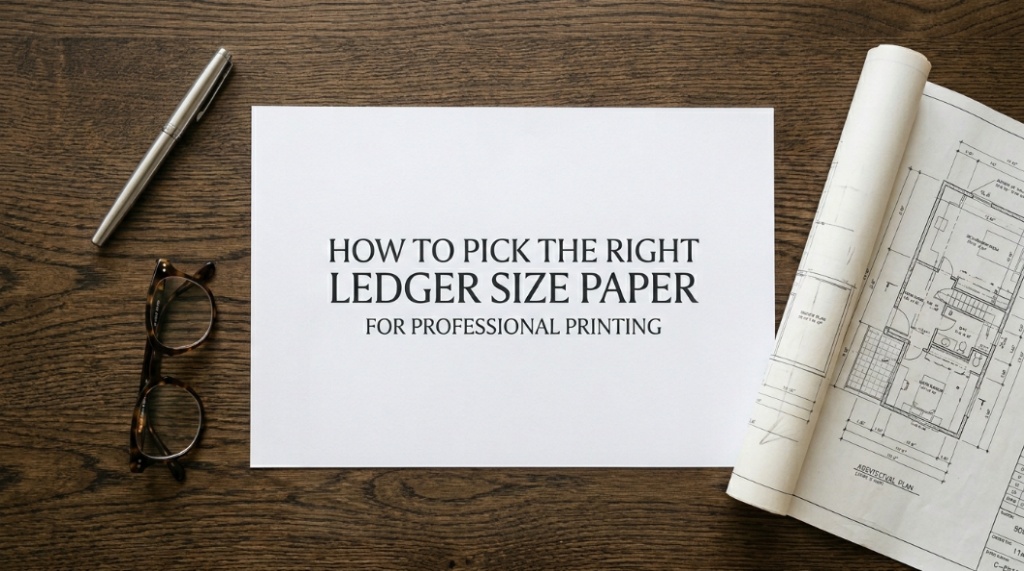 Bright white 11x17 copy paper stacked for professional office printing