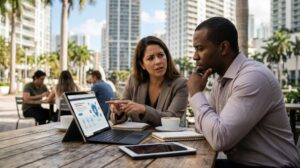 Miami small business owners networking online safely