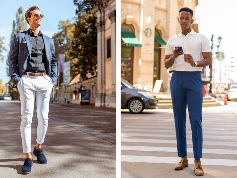 Man wearing affordable business casual shoes with office attire