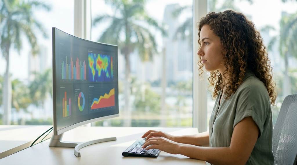 eCommerce store owner analyzing promotion data in Miami FL